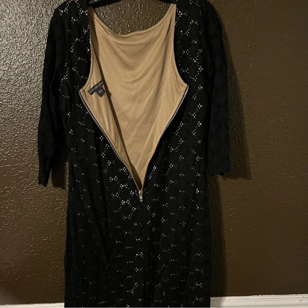 Black & Nude MIDI Cocktail Dress with 3/4 Sleeves, Covington Size 12